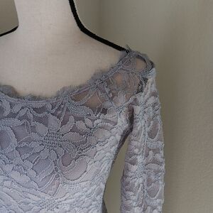JUMP Silver/Gray Floral Lace Dress